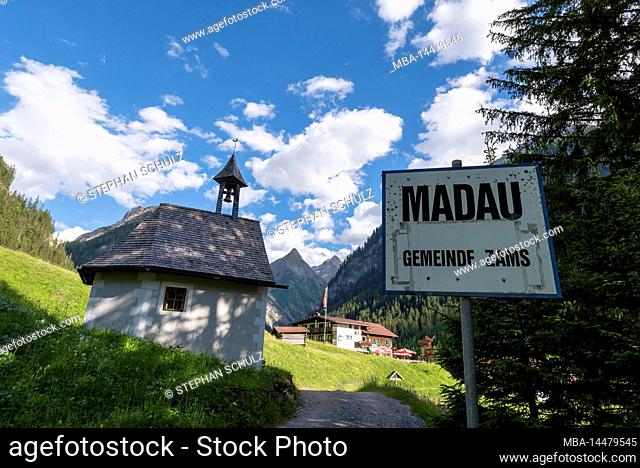 Chapel in Madau, long-distance hiking trail E5, Madau, Tyrol, Austria