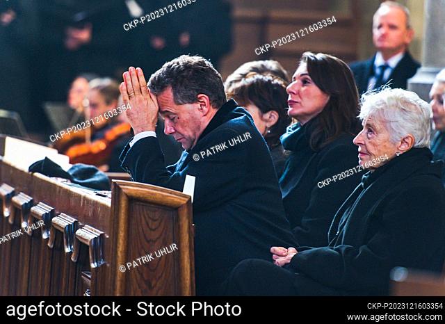 Son of Karel Schwarzenberg Jan and widow Therese attend the Requiem mass led by Archbishop of Vienna and Cardinal Christoph Schonborn in commemoration of late...