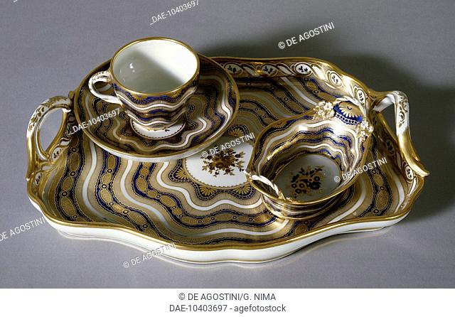 Breakfast serviceware, ca 1775, ceramic, Viennese manufacture. Austria, 18th century.  Florence, Palazzo Pitti (Pitti Palace) Museo Dele Porcellane (Porcelain...
