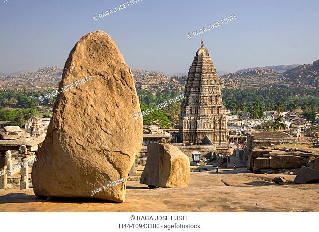 India, South India, Asia, Karnataka, Hampi, ruins, Vijayanagar, 15th century, World Heritage, Matunga Hill, Virupaksha Temple, State, Virupaksha, 15th century