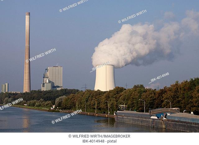 Heil Power Station on Datteln-Hamm Canal, Rünthe, Bergkamen, Ruhr district, North Rhine-Westphalia, Germany