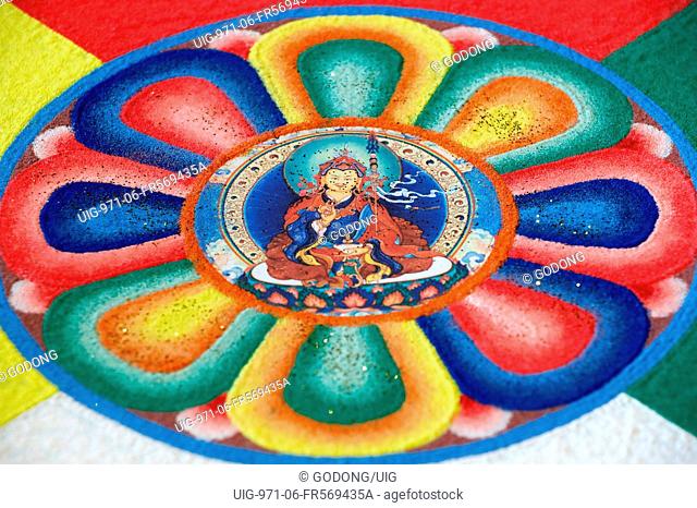Tibetan Buddhist sand mandala. Padmasambhava also known as Guru Rinpoche