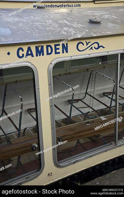 Canal boats for tourists in the world famous Camden Market not operating due to lockdown to prevent the spread of the Coronavirus pandemic in London, England