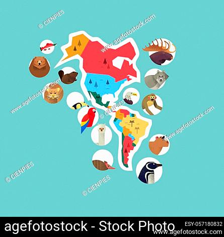 Cartoon map of north america Stock Photos and Images | agefotostock