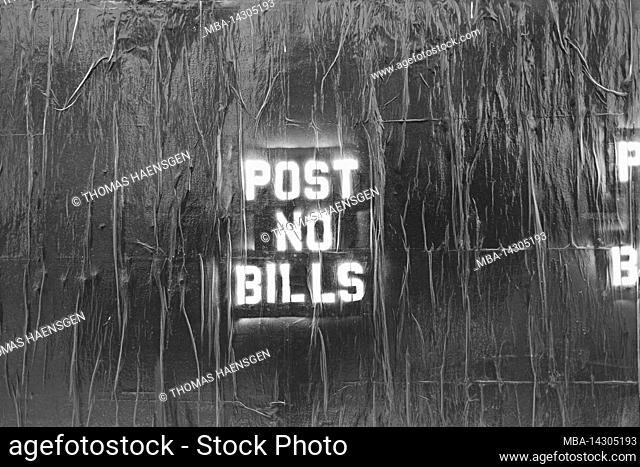 Midtown South, New York City, NY, USA, Post no Bills sign on a wall in New York