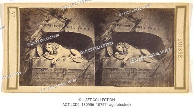 Lion sculpture of Lucerne, Switzerland; French; about 1865; Albumen silver print