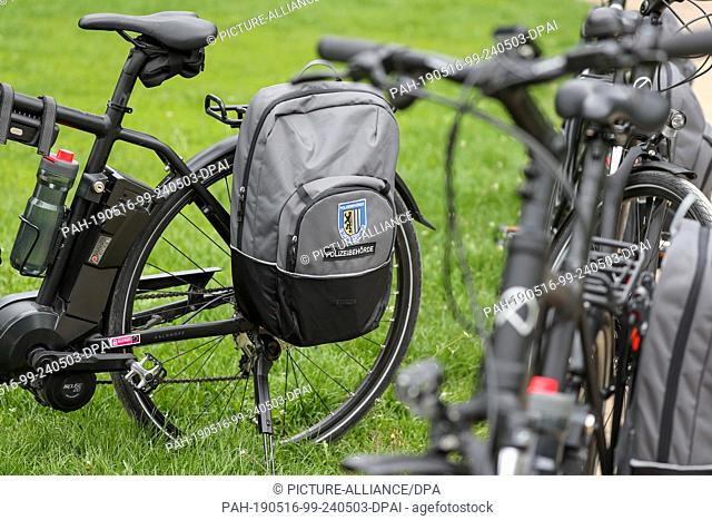 15 May 2019, Saxony, Leipzig: The bikes of the new bicycle squadron of the Ordnungsamt Leipzig are in the Johannapark. From now on