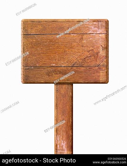 old wooden sign shield in white background