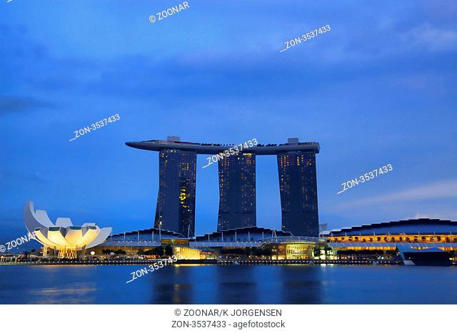 SINGAPORE - APRIL 23: Marina Bay Sands, an integrated resort fronting Marina Bay, April 23, 2012. Singapore. The wold's most expensive standalone casino...