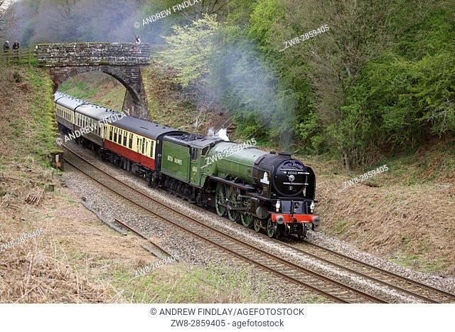 Steam train LNER Peppercorn Class A1 60163 Tornado. Cowran Cut, Cowran Cutting, Brampton, Newcastle & Carlisle Railway, N&CR, Cumbria, England, United Kingdom
