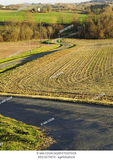 country road near near Lauzun, Lot-et-Garonne Department, Nouvelle Aquitaine, France