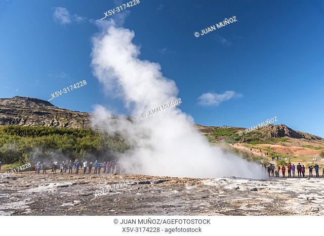 Geyser. Boiling waters. Geothermalism Geysir Golden Circle. Iceland