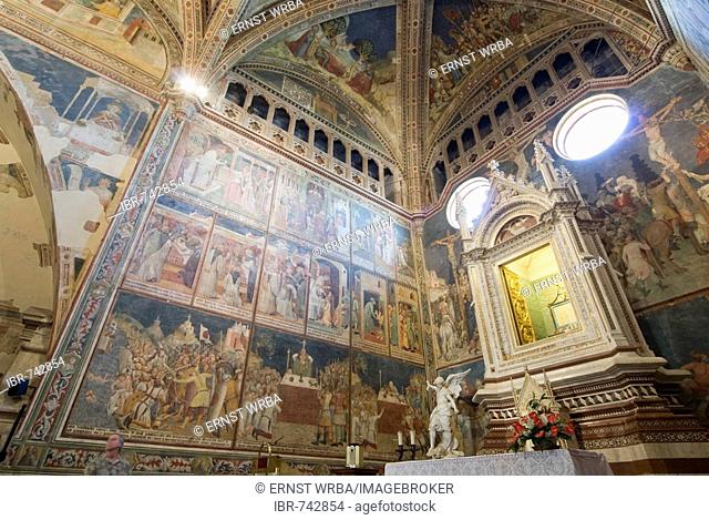 Frescoes, Capella di San Brizio, interior of Orvieto Cathedral, Orvieto, Umbria, Italy, Europe