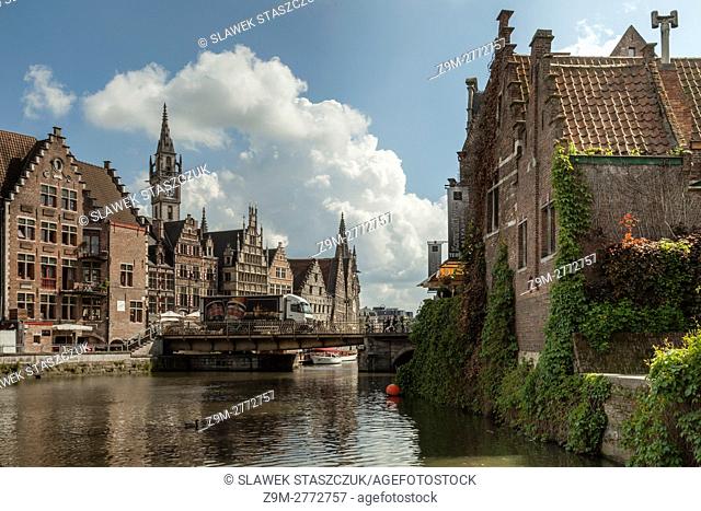 Spring day in Ghent old town, Flanders, Belgium