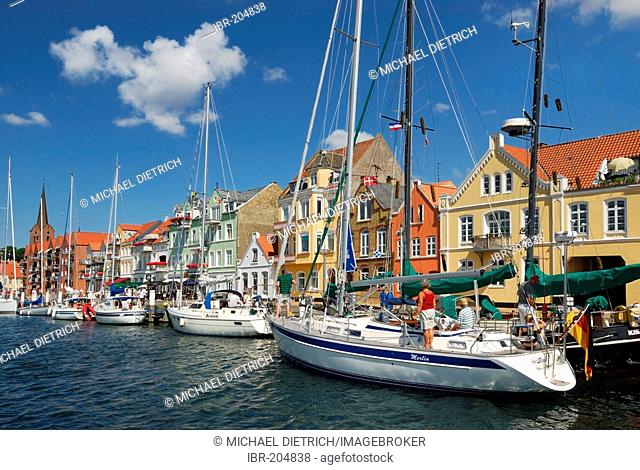 Sail boats in Sonderburg harbour, Region Syddanmark, Denmark