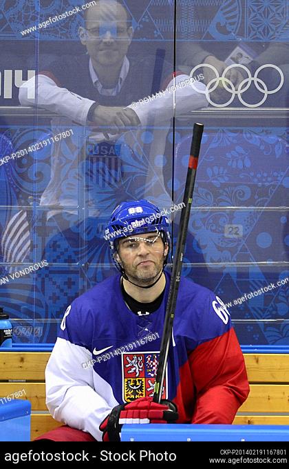 Jaromir Jagr after the match. Ice Hockey, quarterfinal Czech Republic vs USA during the 2014 Winter Olympics in Sochi, Russia, February 19, 2014