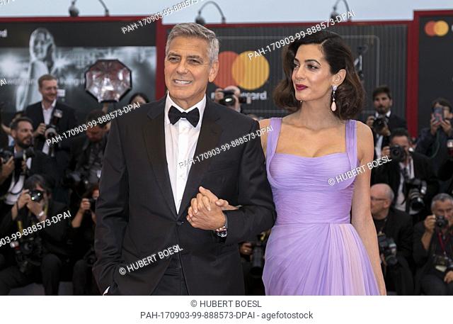 George Clooney and Amal Clooney attend the premiere of 'Suburbicon' during the 74th Venice Film Festival at Palazzo del Cinema in Venice, Italy