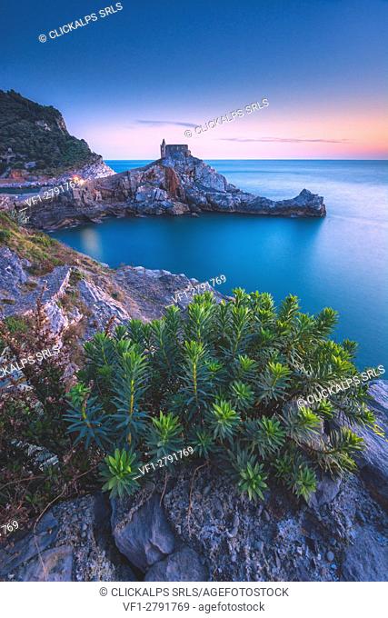 The Gulf of Poets of Portovenere, a spring evening, just after sunset, the province of La Spezia, Liguria