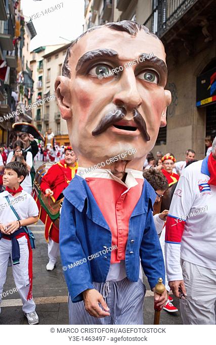Spain, Navarre, Pamplona, Festival of San Fermin, Giants of Pamplona, procession