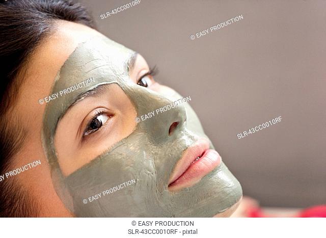 Close up of woman with face mask