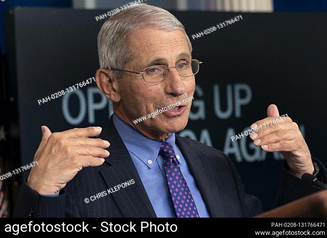 Director of the National Institute of Allergy and Infectious Diseases at the National Institutes of Health Dr. Anthony Fauci makes remarks as he participates in...