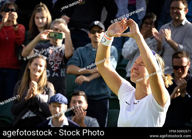 Belgian Kirsten Flipkens pictured after a second round game in the women's singles tournament between Belgian Flipkens (WTA190) and Romanian Halep (WTA18) at...