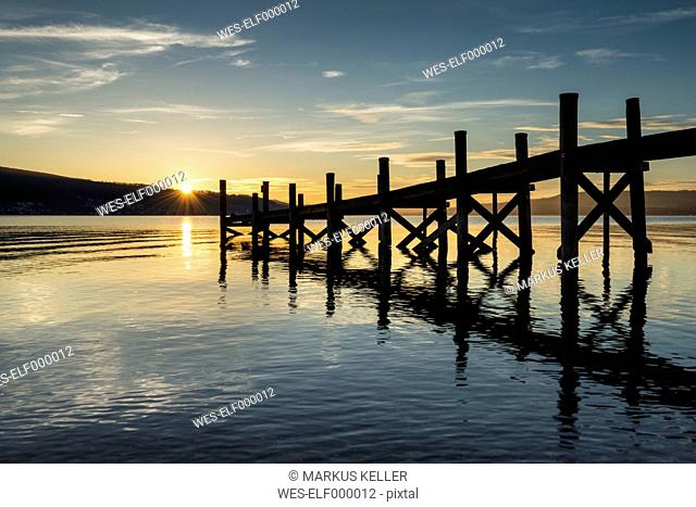 Germany, Baden Wuerttemberg, View of pier at Lake Constance
