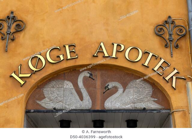 Koge, Denmark A classic sign for a pharmacy in Danish, Apotek, or Apothek