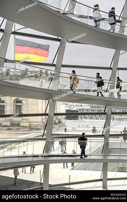 reichstag dome, designed by architect Norman Foster, Berlin, Federal Republic of Germany