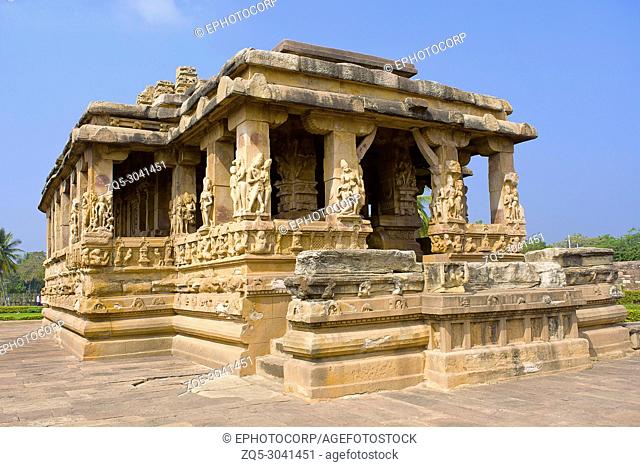 Entrance porch of Durga temple, Aihole, Bagalkot, Karnataka, India. The Galaganatha Group of temples