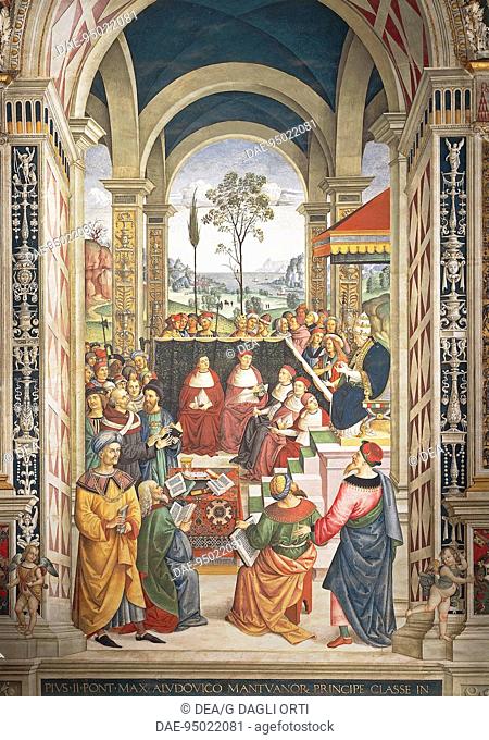 Pius II convened in Mantova for the diet organized to plan the Crusade against the Turks, detail of the the Stories of Pius II, 1503-1508