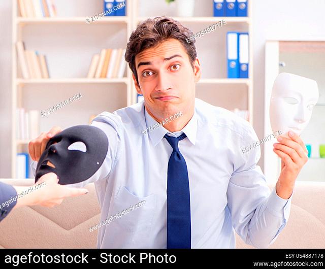 Young man visiting psychiatrist doctor for consultation
