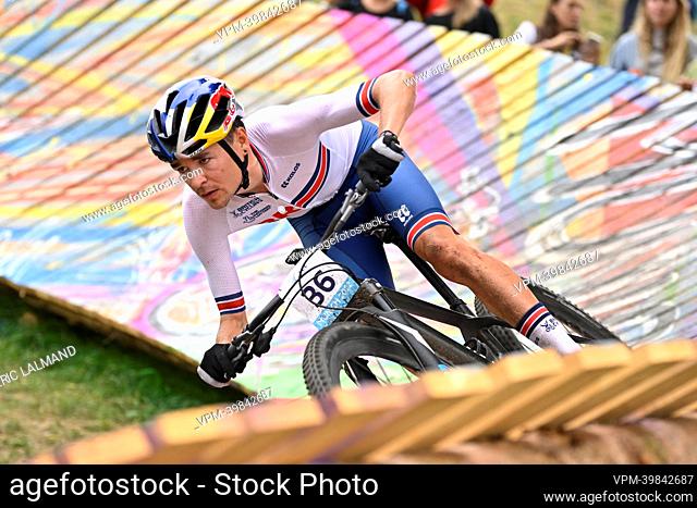 British Tom Pidcock of Ineos Grenadiers pictured in action during the men cross country race of the Mountainbike (VTT) event on the ninth day of the Athletics...