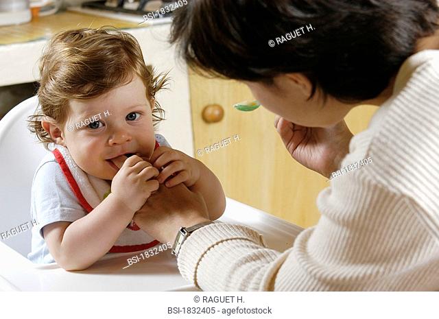 INFANT EATING<BR>10-month-old baby boy
