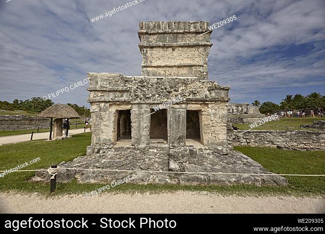 Small Mayan temple belonging to the Tulum complex in Mexico