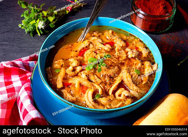flaczki - fresh and spicy tripe soup with herbs