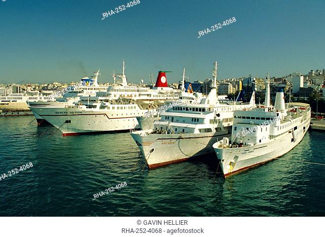 Piraeus harbour and port, inter-island ferries, Athens, Greece, Europe