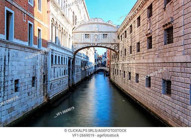 Long exposure picture of the Bridge of Sighs, Venice, Italy