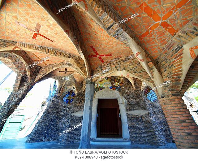 Crypt of Colònia Güell by Antoni Gaudí. Santa Coloma de Cervelló. Barcelona province, Catalonia, Spain