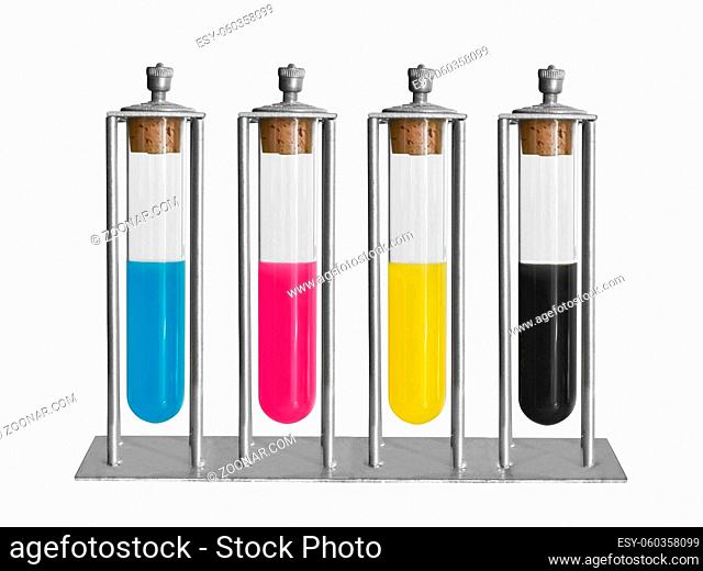 Liquid color in a test tube for printing or painting