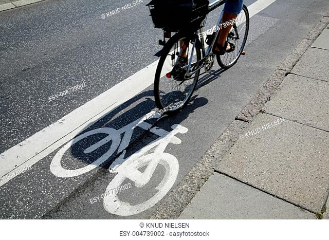 Cyclist in bicycle lane