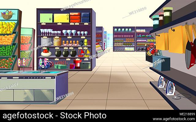 Digital painting supermarket Stock Photos and Images | agefotostock
