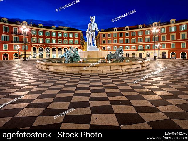 Place Massena and Fountain du Soleil at Dawn, Nice, France