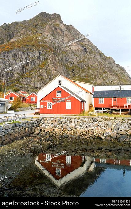 Norway, Lofoten, Ã…, fishing village, Rorbuer, fishermen's huts