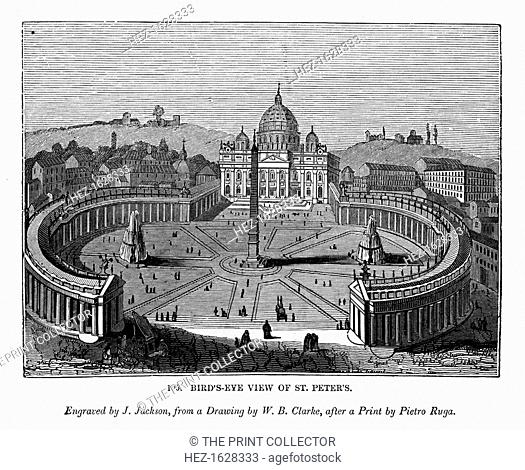 Bird's eye view of St Peter's, 1843. An engraving from The Art-Union Scrap Book, Henry G Bohn, London, 1843