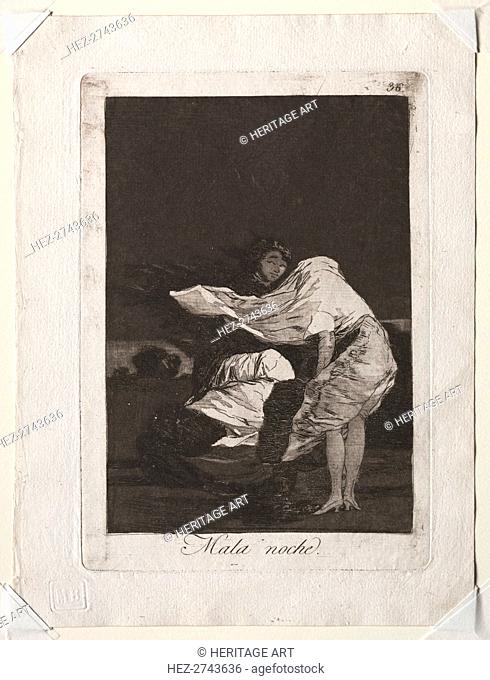 The Caprichos: A Bad Night, 1799. Creator: Francisco de Goya (Spanish, 1746-1828)