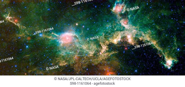 A Matter of Perspective The Seagull nebula, seen in this infrared mosaic from NASA's Wide-field Infrared Survey Explorer, or WISE