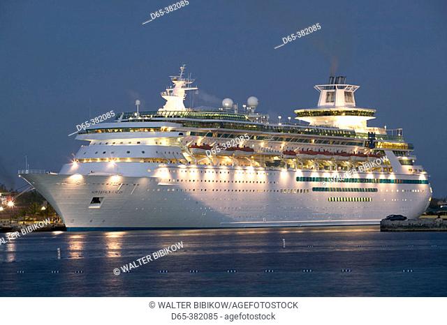 Bahamas, New Providence Island, Nassau: Port of Nassau, Cruise Ship, Evening