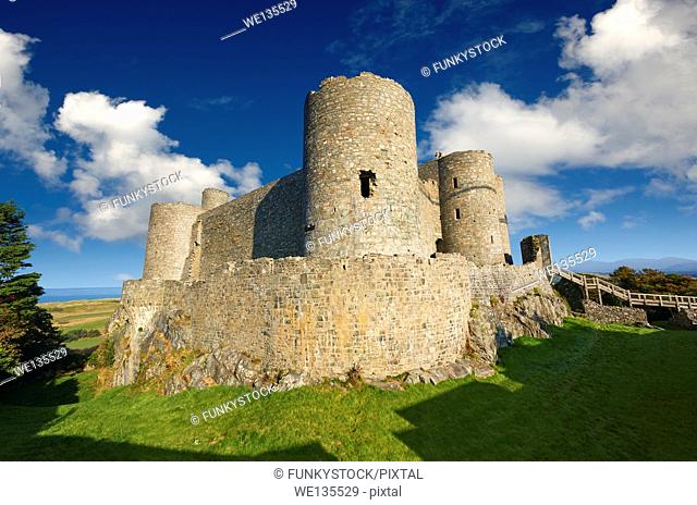 The medieval Harlech Castle built 1282 and 1289 for Edward 1st, one of the finest medieval examples of military architecture in Europe