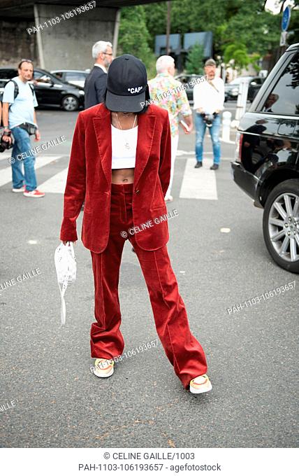 Sioban Bell posing outside of the Vetements runway show during Haute Couture Fashion Week in Paris - July 1, 2018 - Photo: Runway Manhattan ***For Editorial Use...